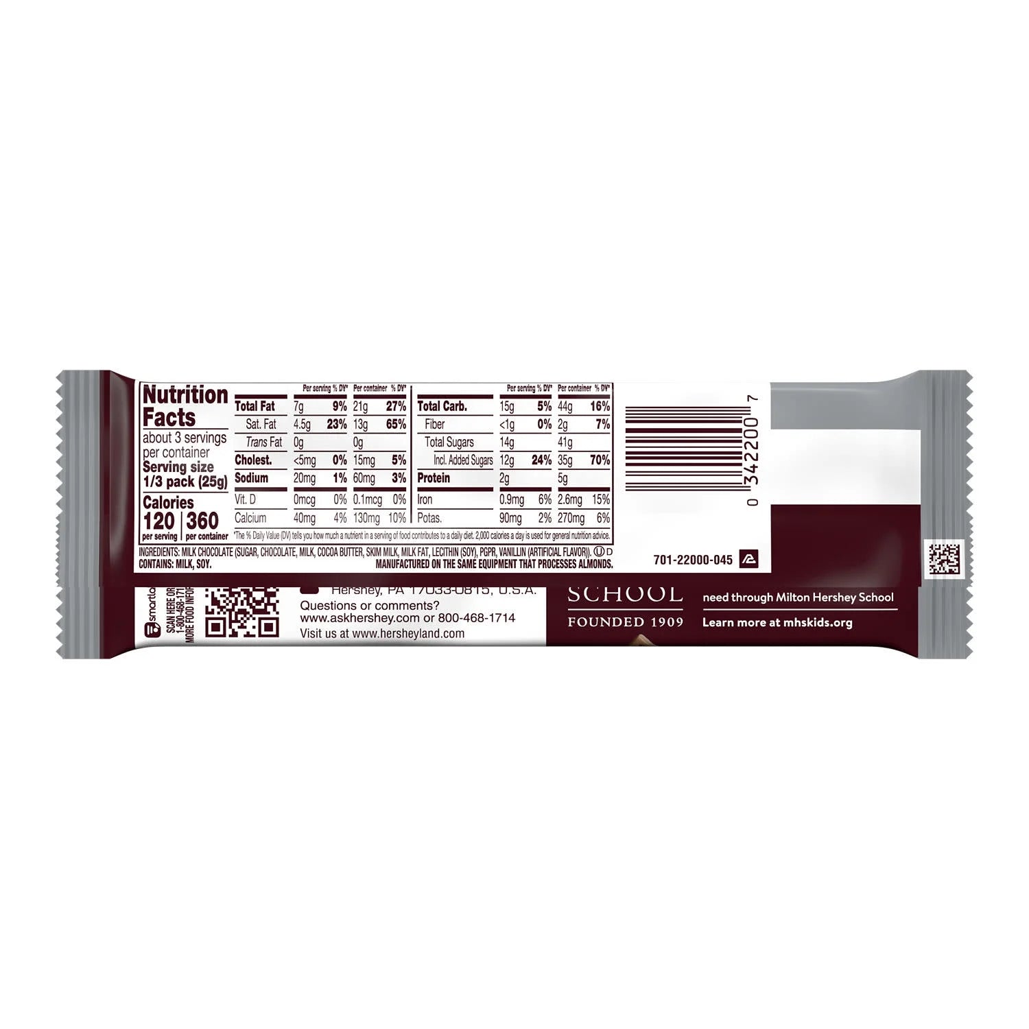 Hershey's Milk Chocolate King Size Candy, Bar 2.6 oz