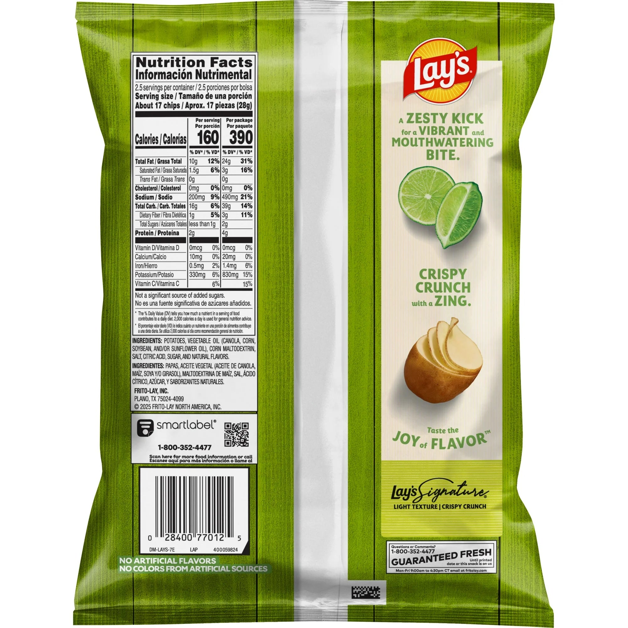 Lay's Potato Chips Limon Flavored, 2.5 oz Bag