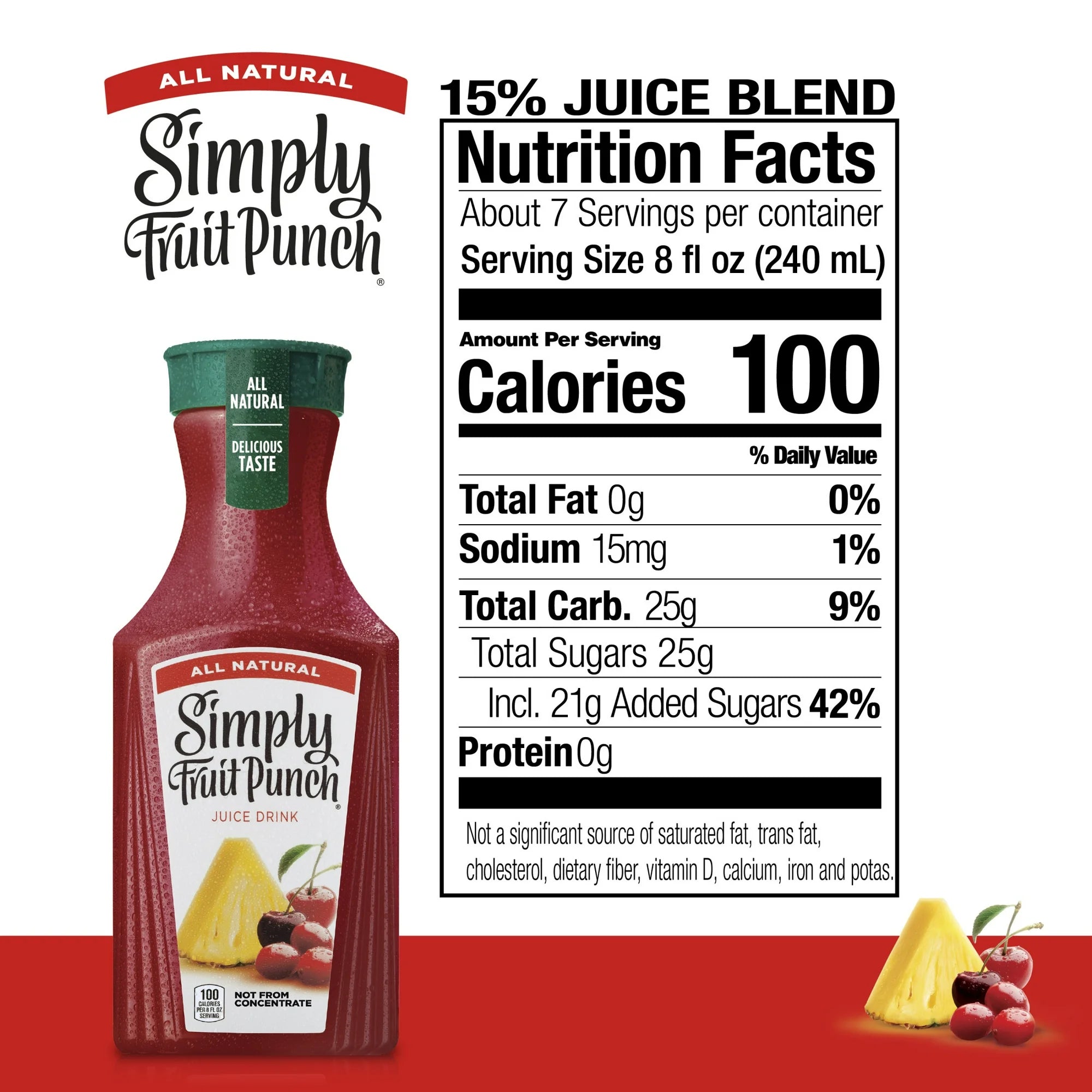 Simply Fruit Punch Juice Drink Bottle, 52 fl oz