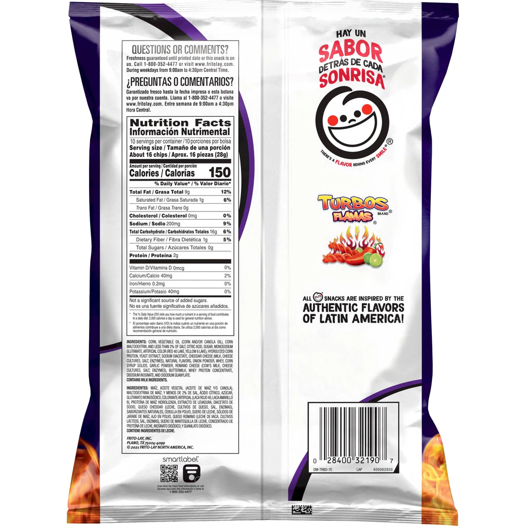 Turbos Flamas Flavored Corn Snacks, 10 oz Bag