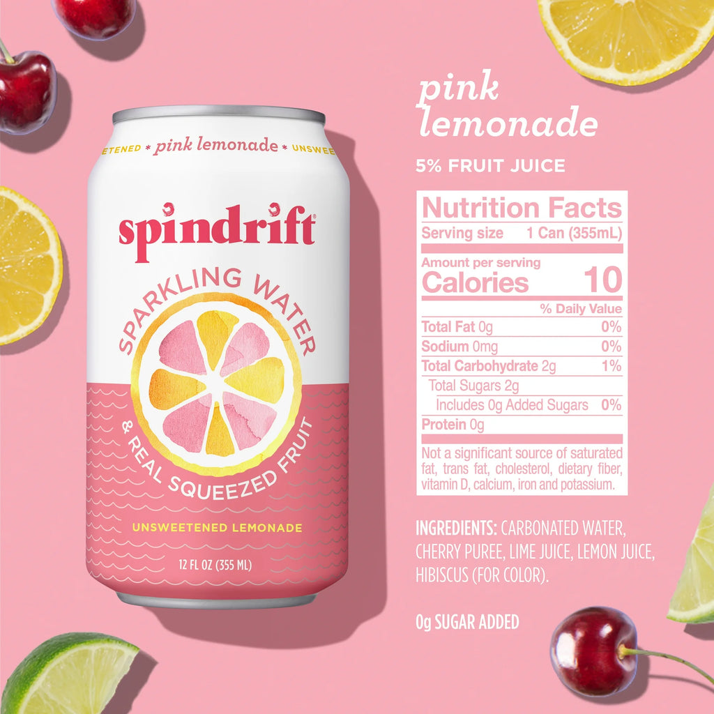 Spindrift Sparkling Water Pink Lemonade 8 pack