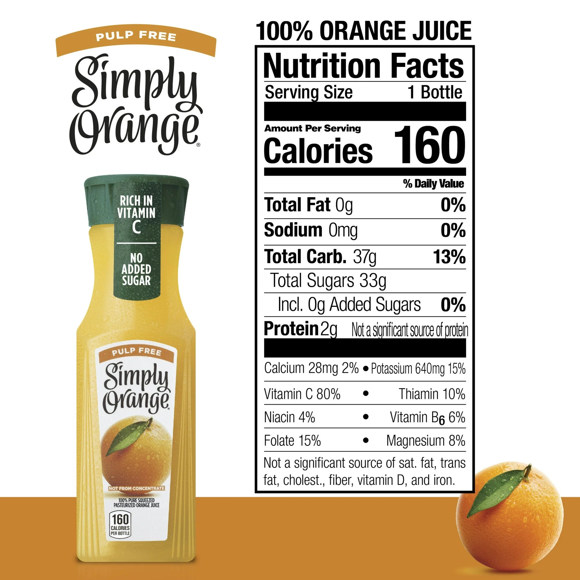 Simply Pulp Free Orange Juice, 11.5 fl oz Bottle