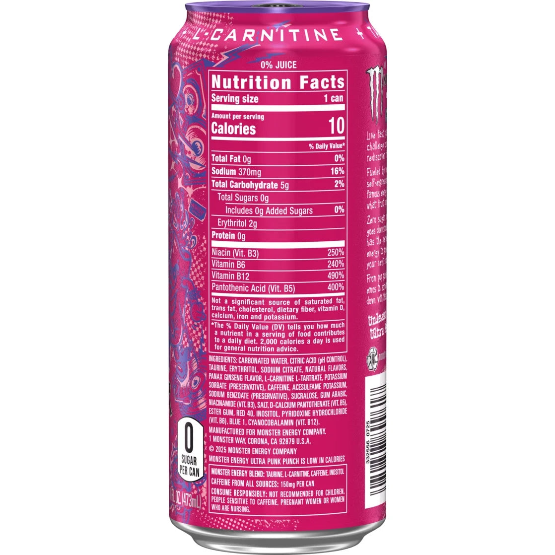 Monster Energy, Ultra Punk Punch, Energy Drink, 16 fl oz, Can