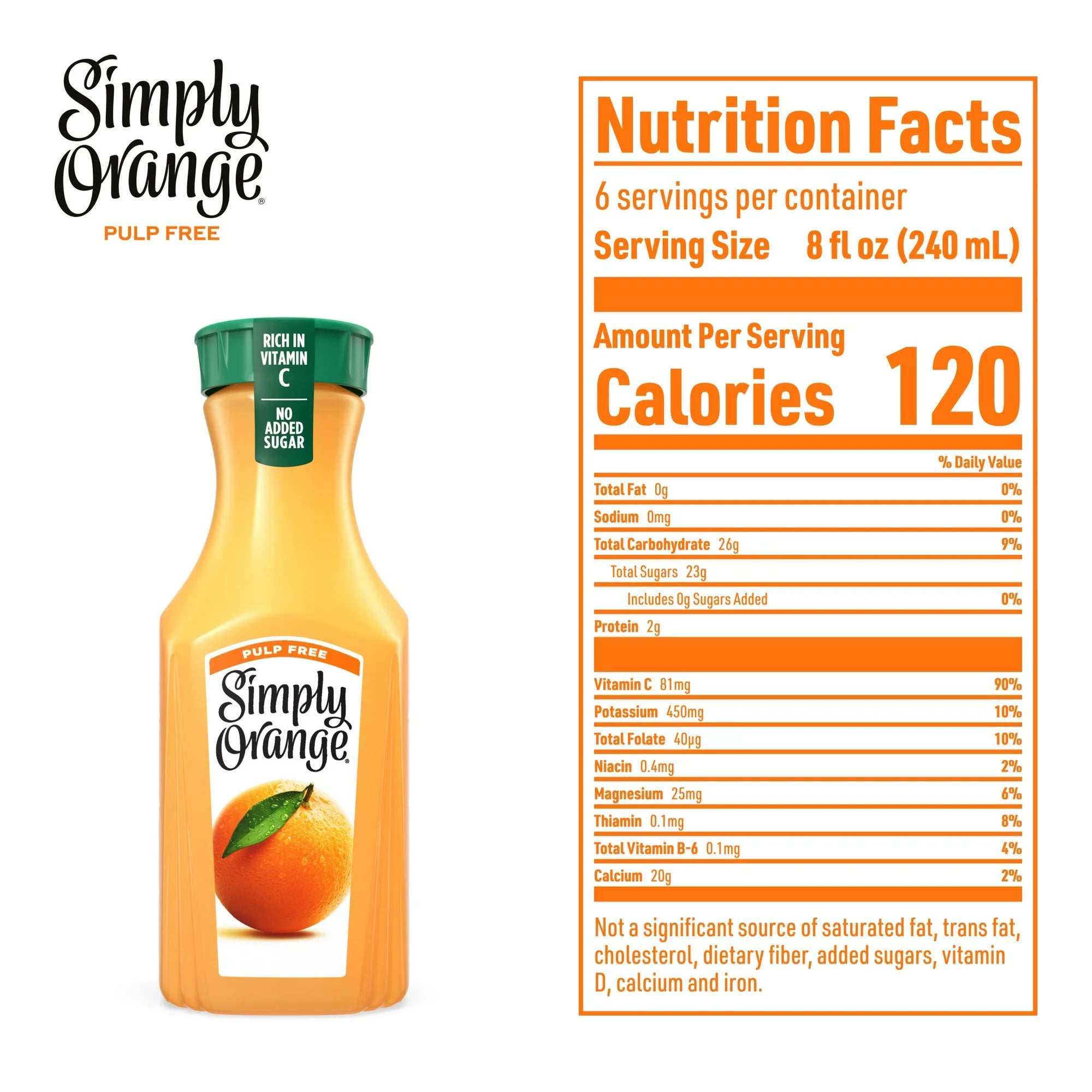 Simply Orange Pulp Free Orange Juice, 46 fl oz Bottle