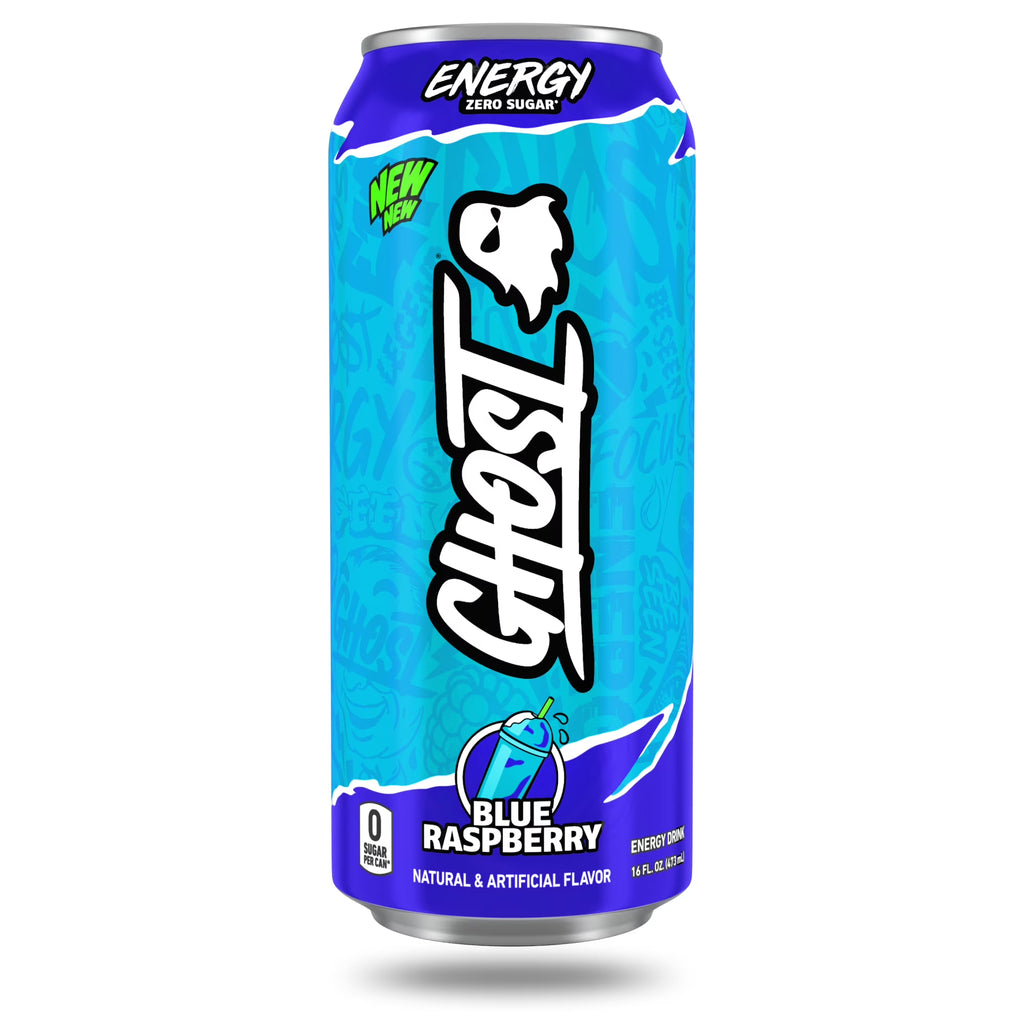 GHOST ENERGY Zero Sugars Energy Drink, Blue Raspberry 16 fl oz, Can