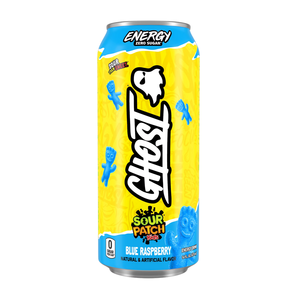 Ghost Zero Sugar Sour Patch Kids Blue Raspberry Energy Drink 16 fl oz, Can