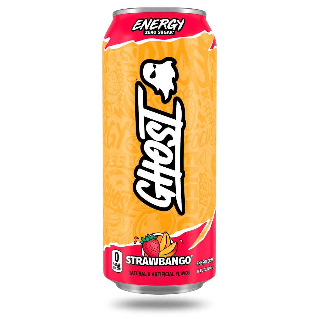 GHOST ENERGY Zero Sugars Energy Drink, Strawbango 16 fl oz Can