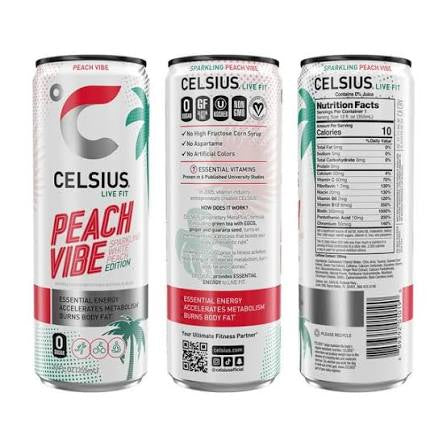 CELSIUS Sparkling Peach Vibe – 12 oz