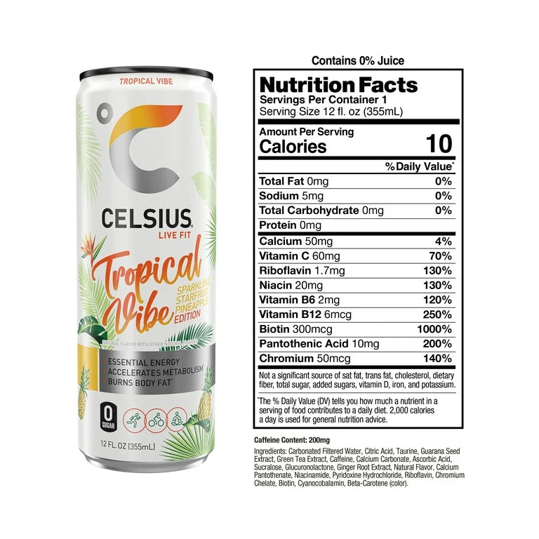 CELSIUS Sparkling Tropical Vibe – 12 oz