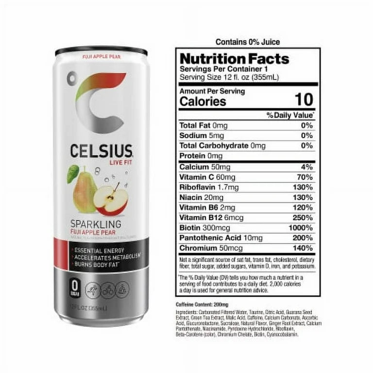 CELSIUS Sparkling Fuji Apple Pear – 12 oz