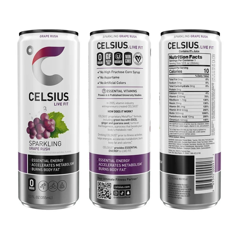 CELSIUS Sparkling Grape Rush – 12 oz