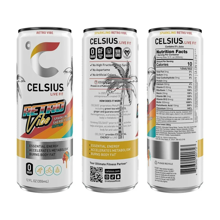 CELSIUS Sparkling Retro Vibe – 12 oz
