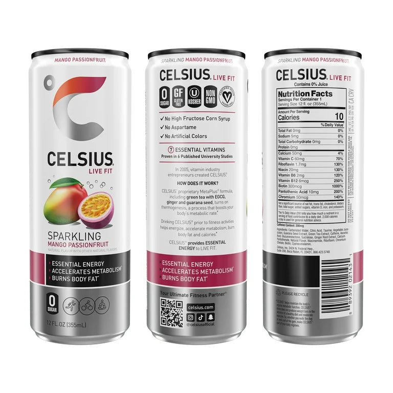 CELSIUS Sparkling Mango Passionfruit – 12 oz