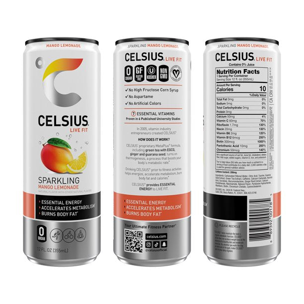 CELSIUS Sparkling Mango Lemonade – 12 oz