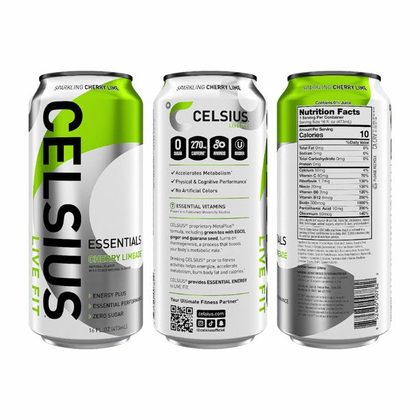 CELSIUS Essentials Sparkling Cherry Limeade – 16 oz