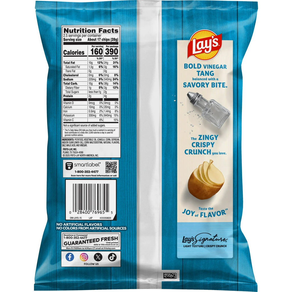 Lay's Potato Chips Salt & Vinegar Flavored 2.5 oz Bag