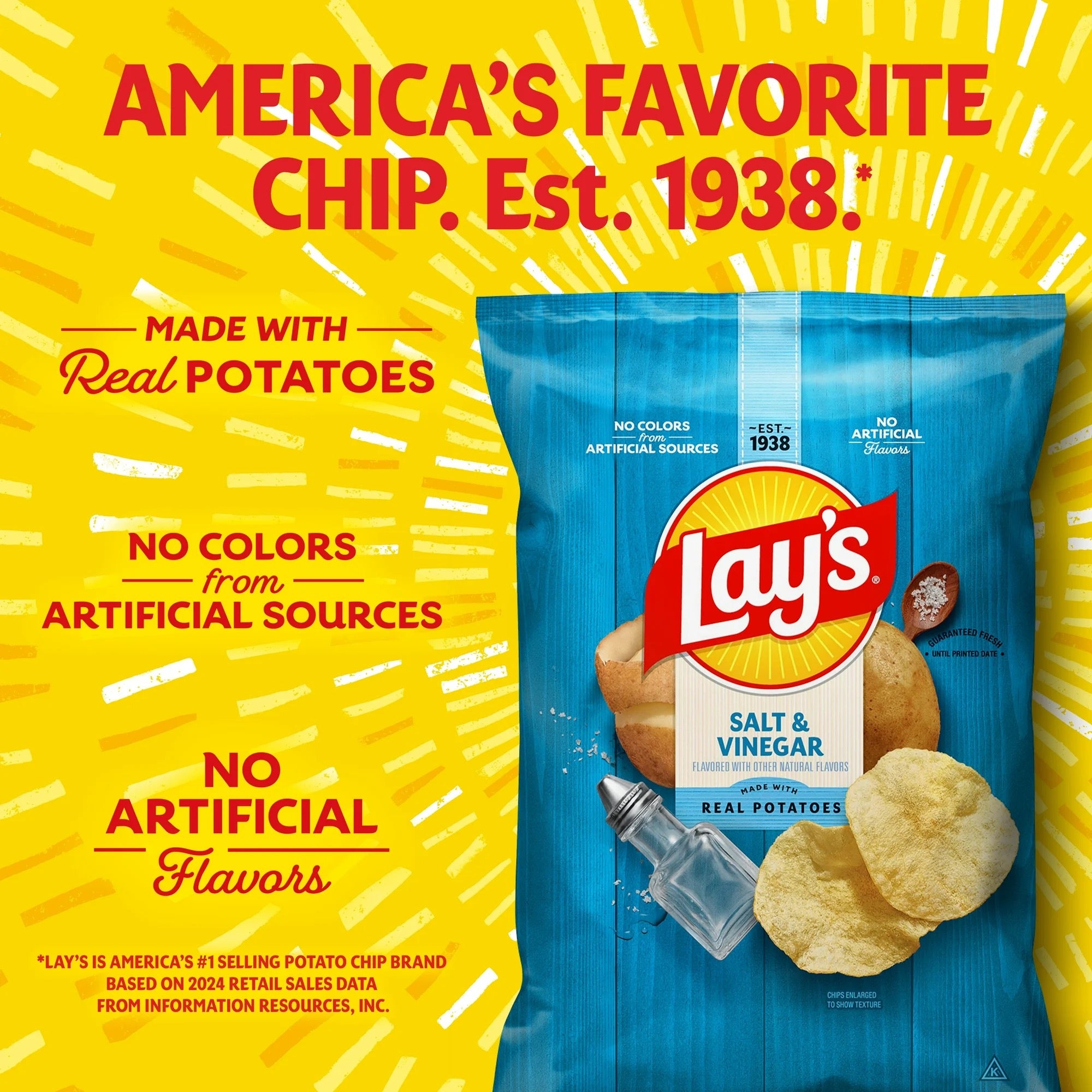 Lay's Potato Chips Salt & Vinegar Flavored 2.5 oz Bag
