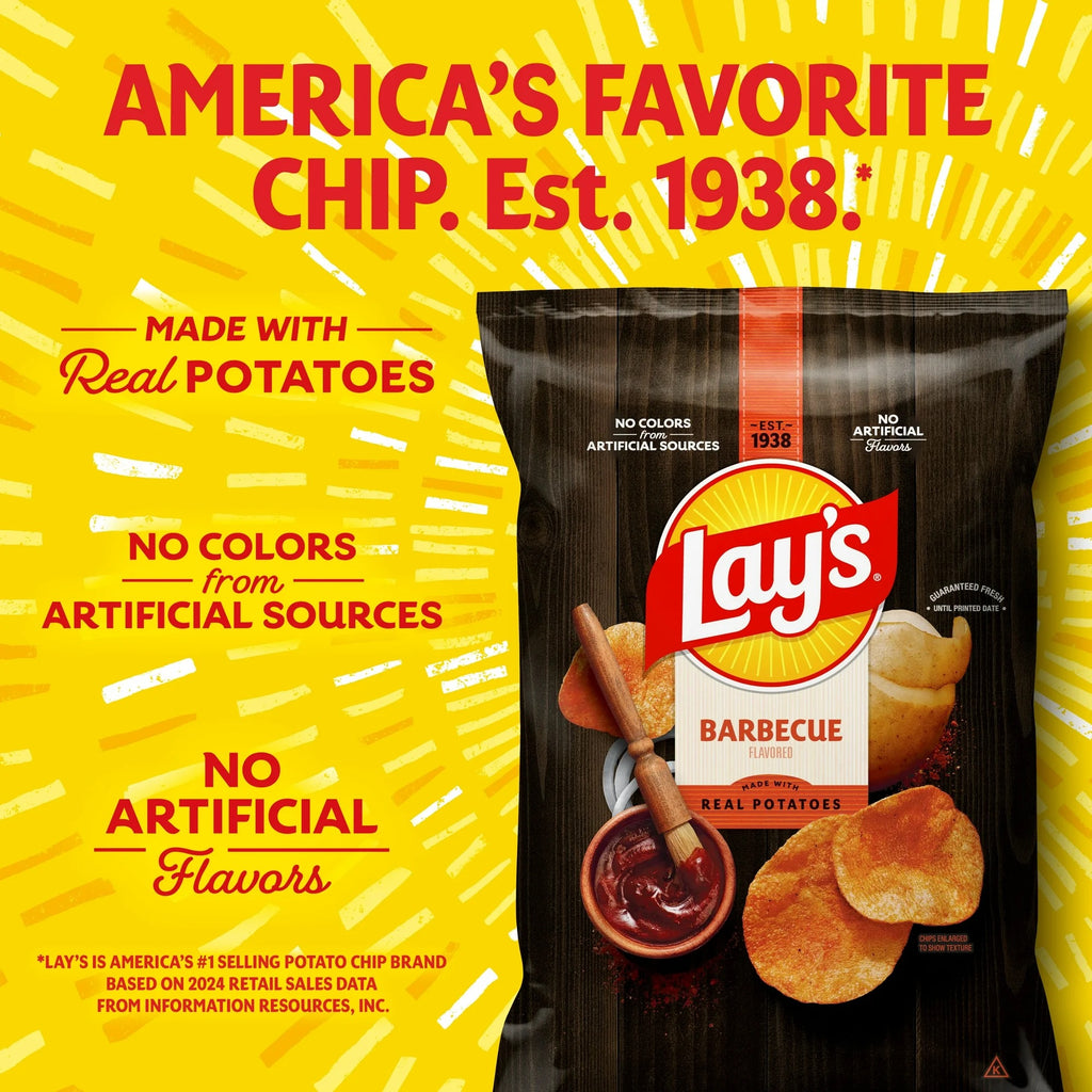 Lay's Barbeque Flavored Potato Chips, 2.5 oz Bag
