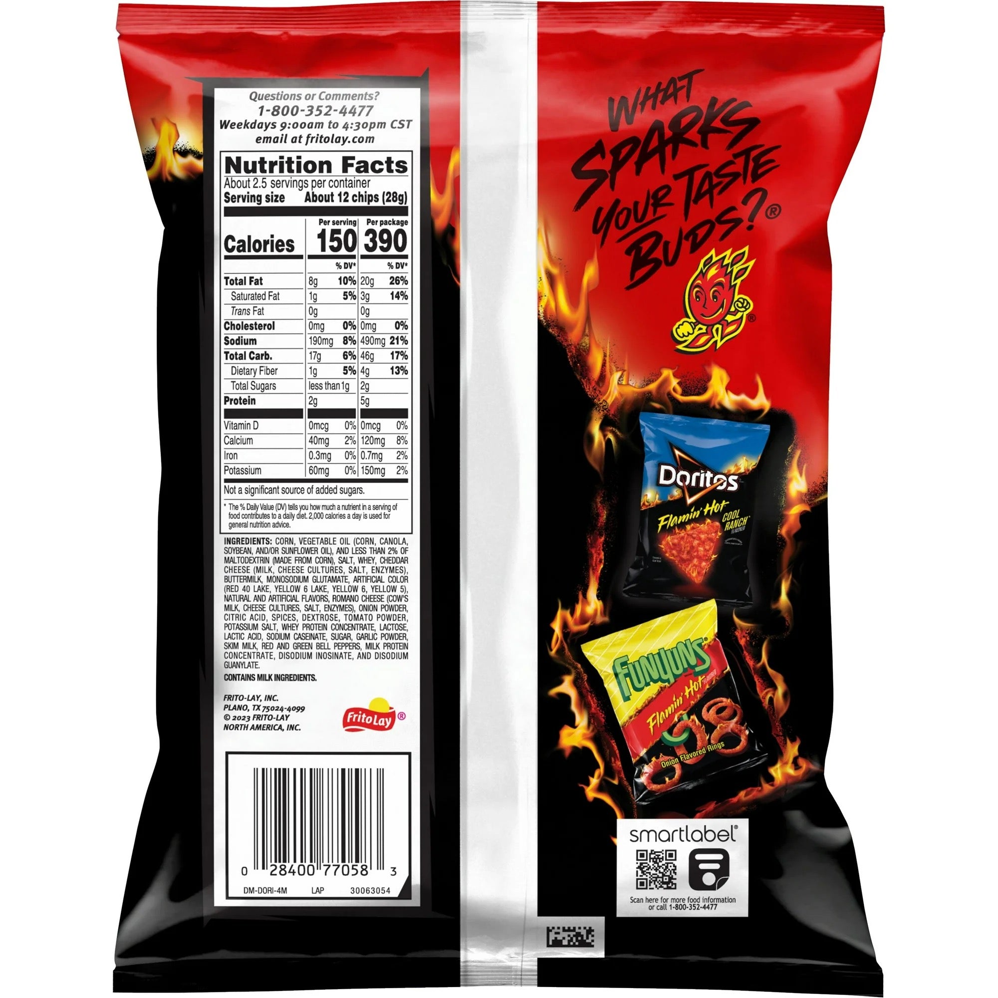 Doritos Tortilla Chips Flamin' Hot Nacho Flavored, 2.625 oz Bag