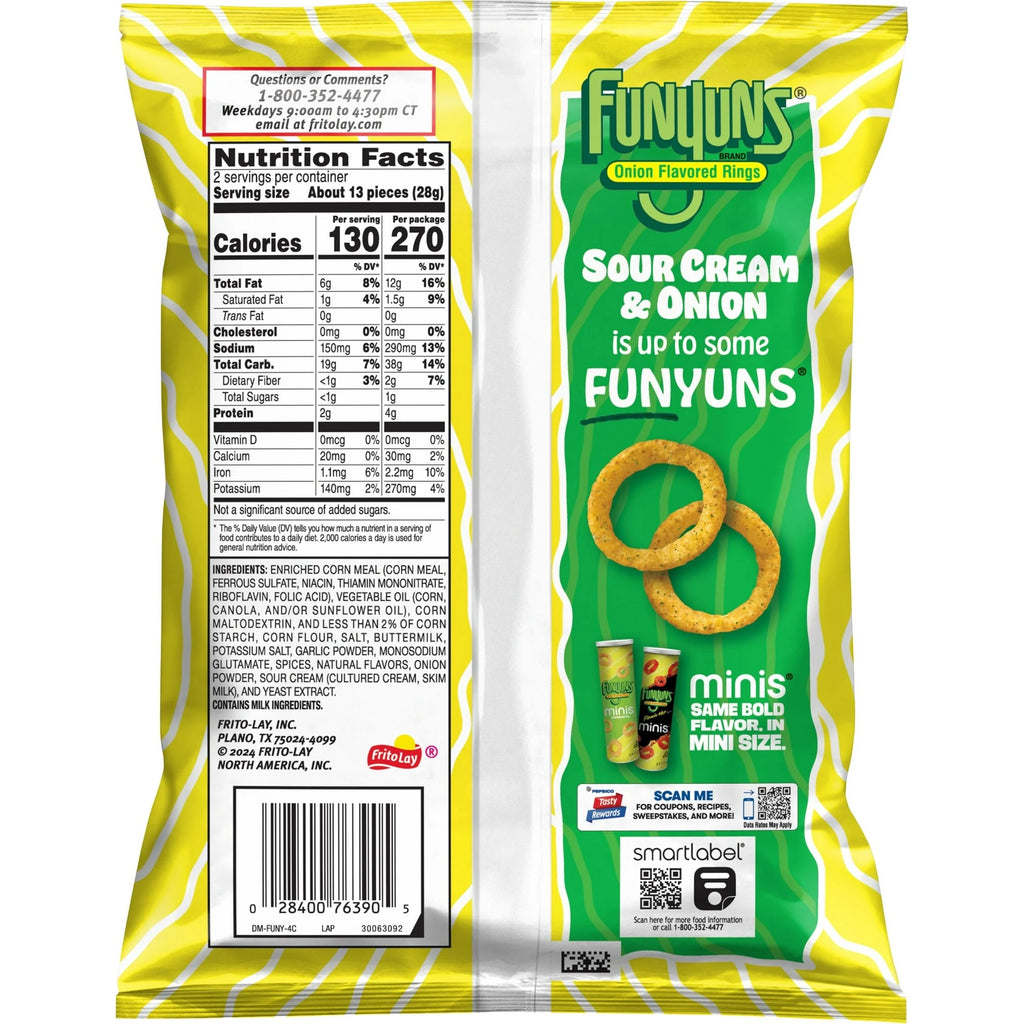 Funyuns Sour Cream & Onion Rings Snacks 2 oz Bag