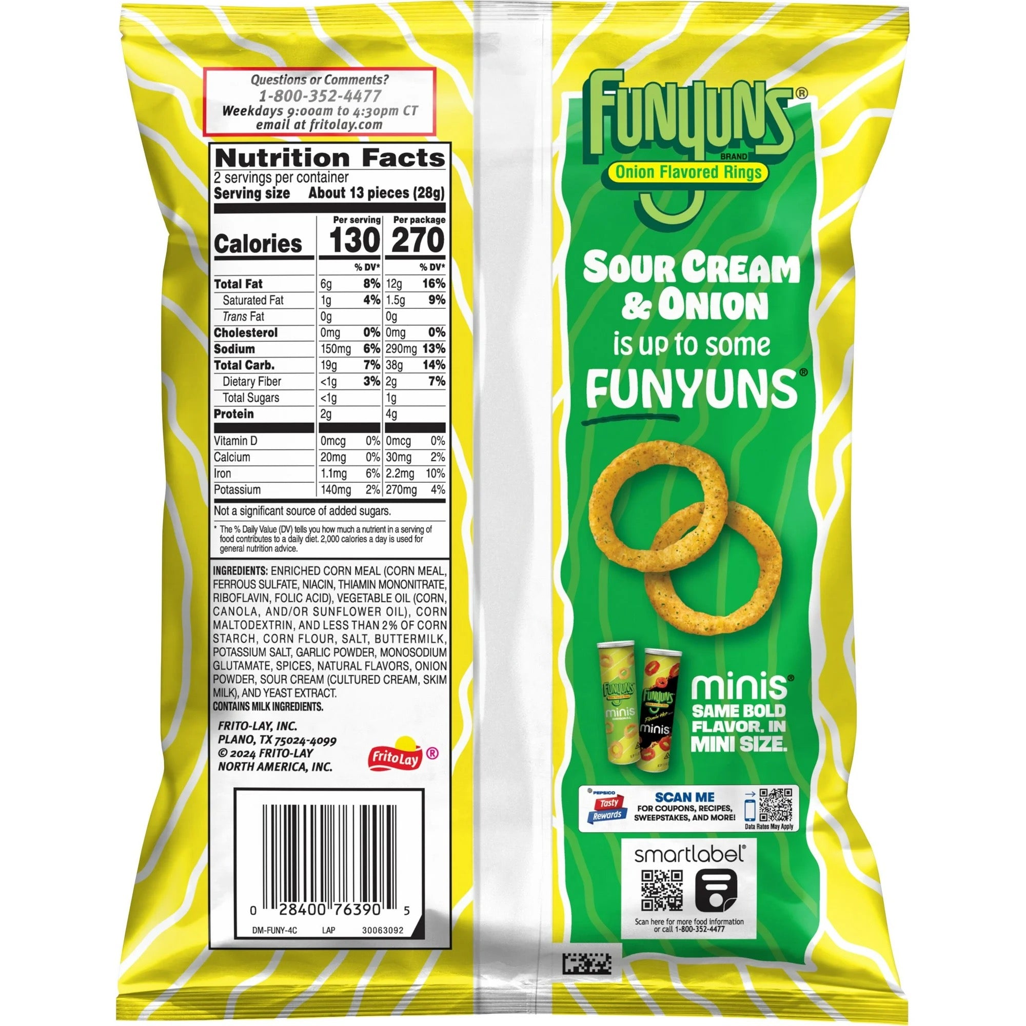 Funyuns Sour Cream & Onion Rings Snacks 2 oz Bag