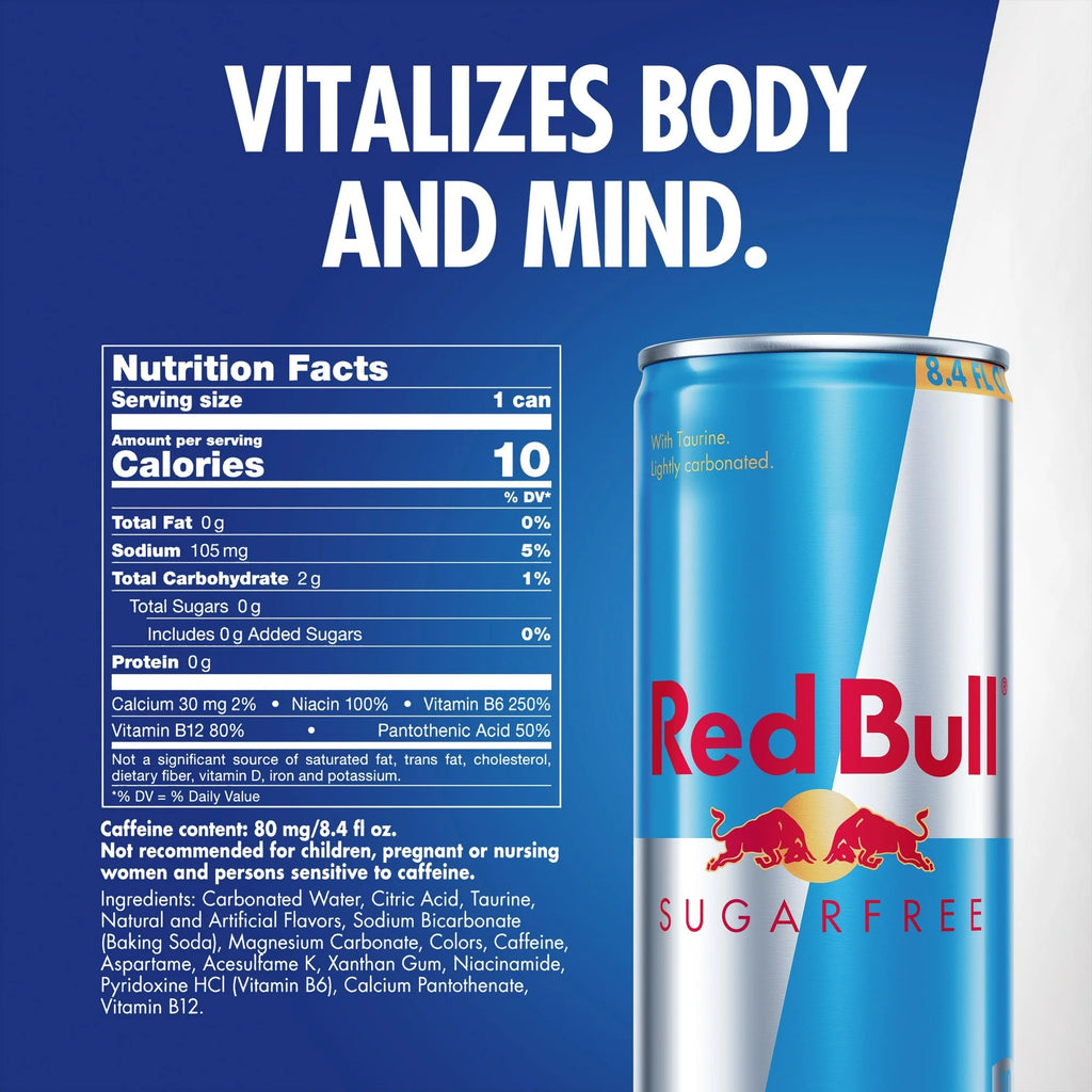 Red Bull Sugarfree Energy Drink 8.4 fl. oz  Pack of 4 Cans