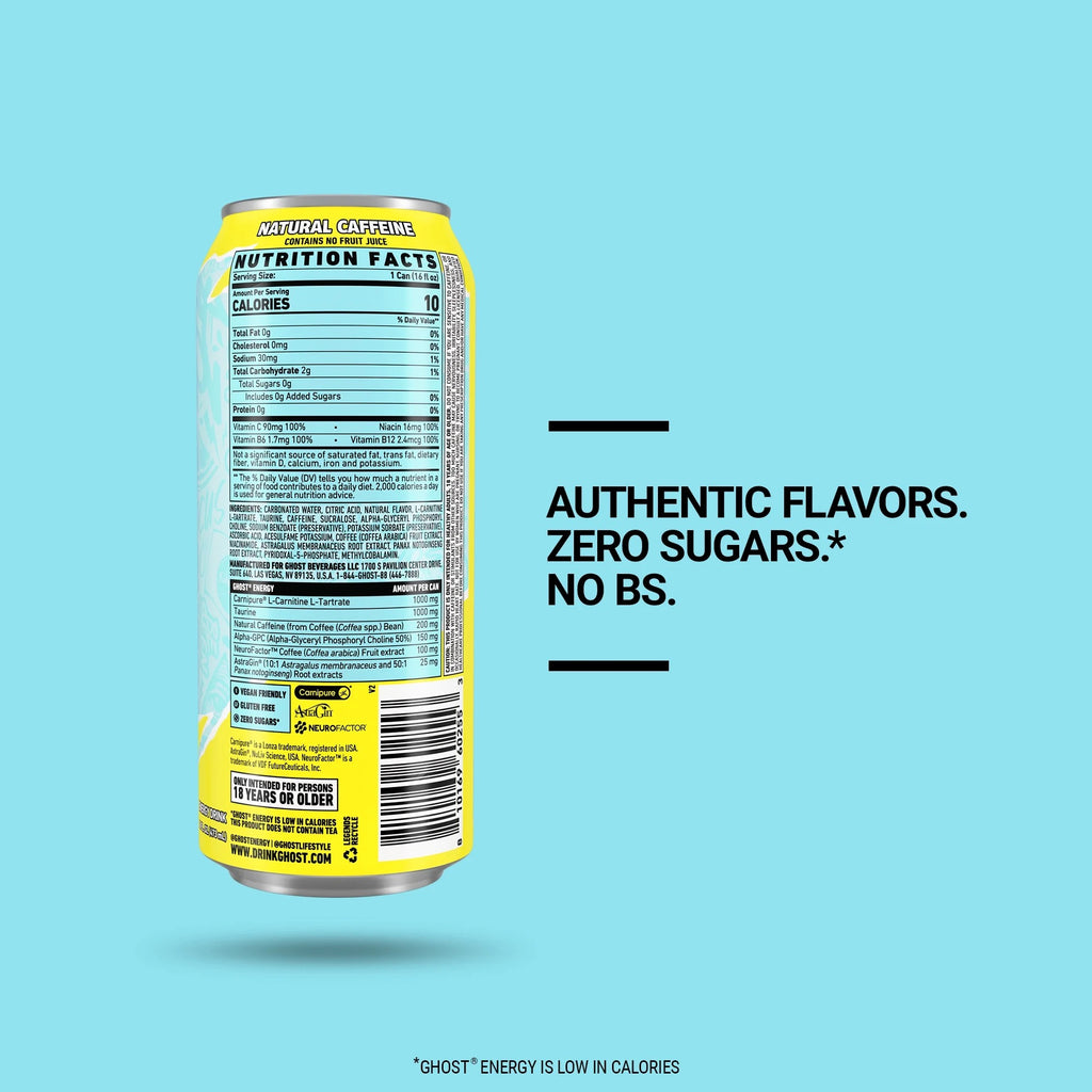 GHOST ENERGY Zero Sugars Iced Tea Lemonade 200mg 16 fl oz Can