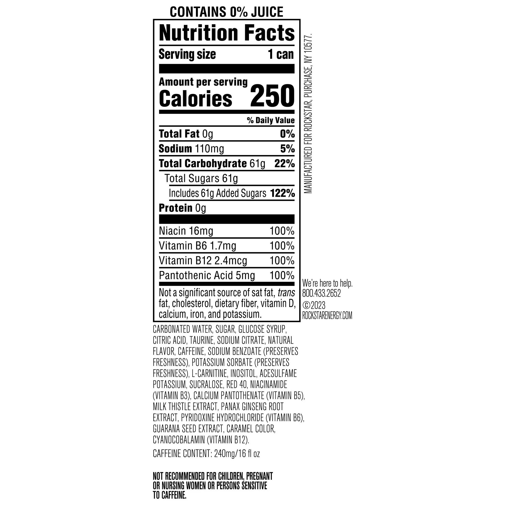 Rockstar Punched Fruit Punch Energy Drink 16 oz Can