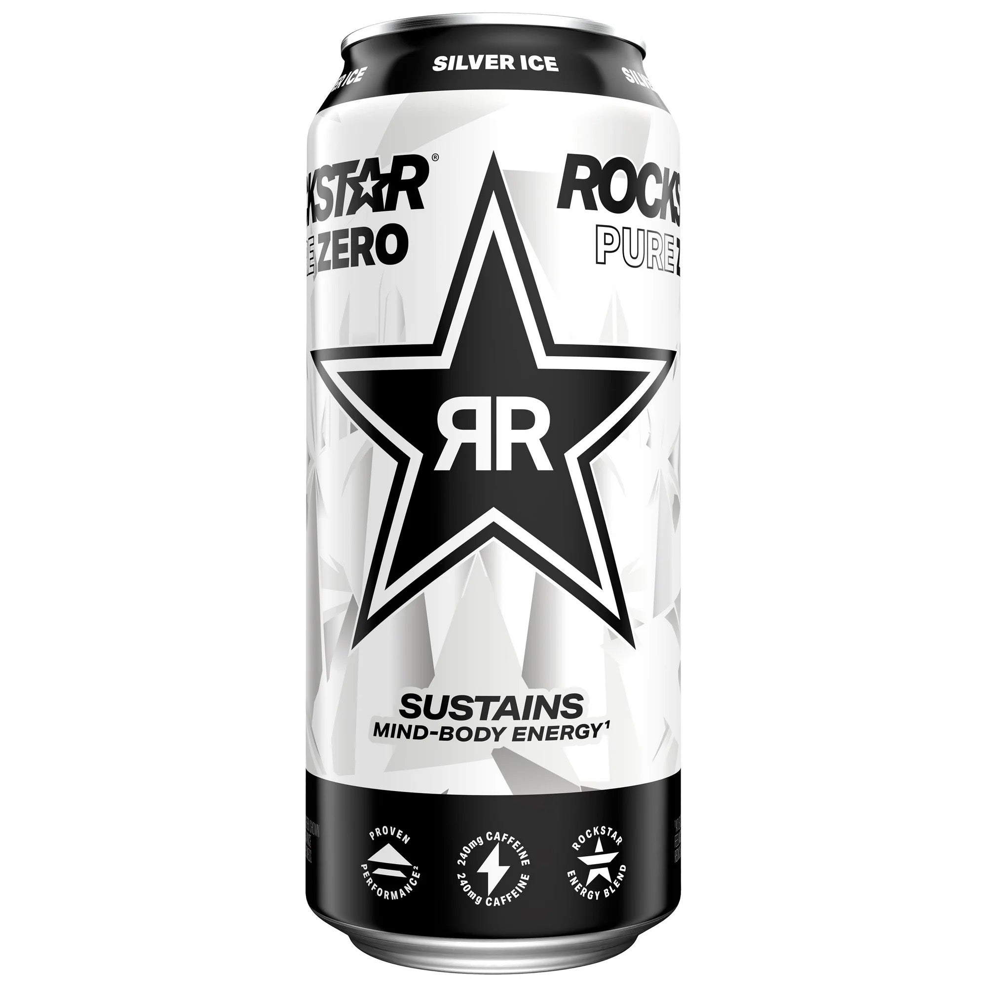 Rockstar Pure Zero Silver Ice Energy Drink 16 oz Can