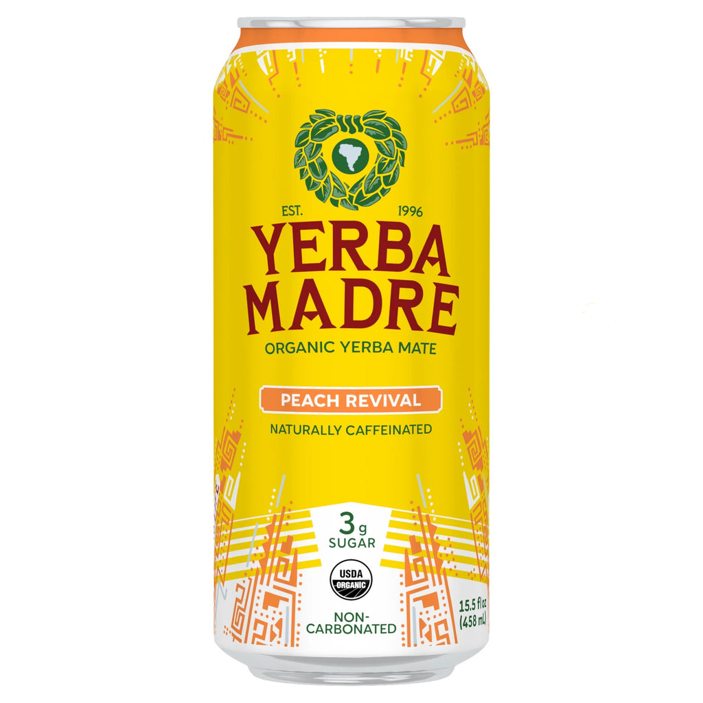 Yerba Madre Organic Yerba Mate Peach Revival 15.5oz Can