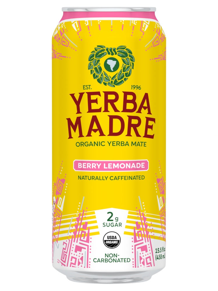 Yerba Madre Organic Berry Lemonade Energy Drink 15.5oz Can
