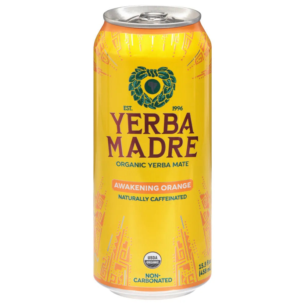 Yerba Madre Organic Yerba Mate Awakening Orange Energy Drink 15.5oz Can
