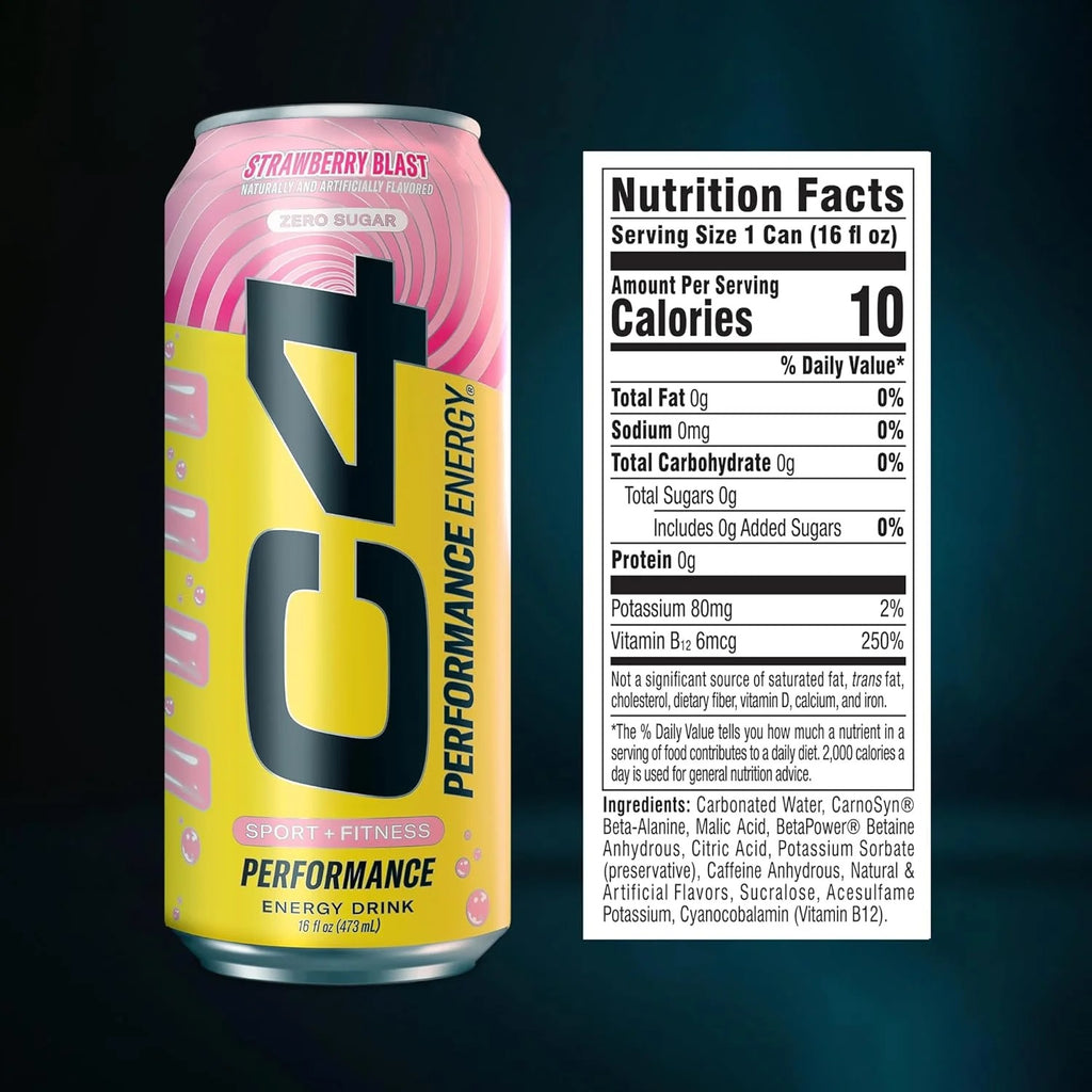 C4 Performance Energy Drink Strawberry Blast 16oz Single Can
