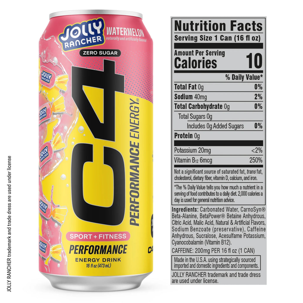 C4 Performance Energy Drink Jolly Rancher Watermelon 16oz Single Can