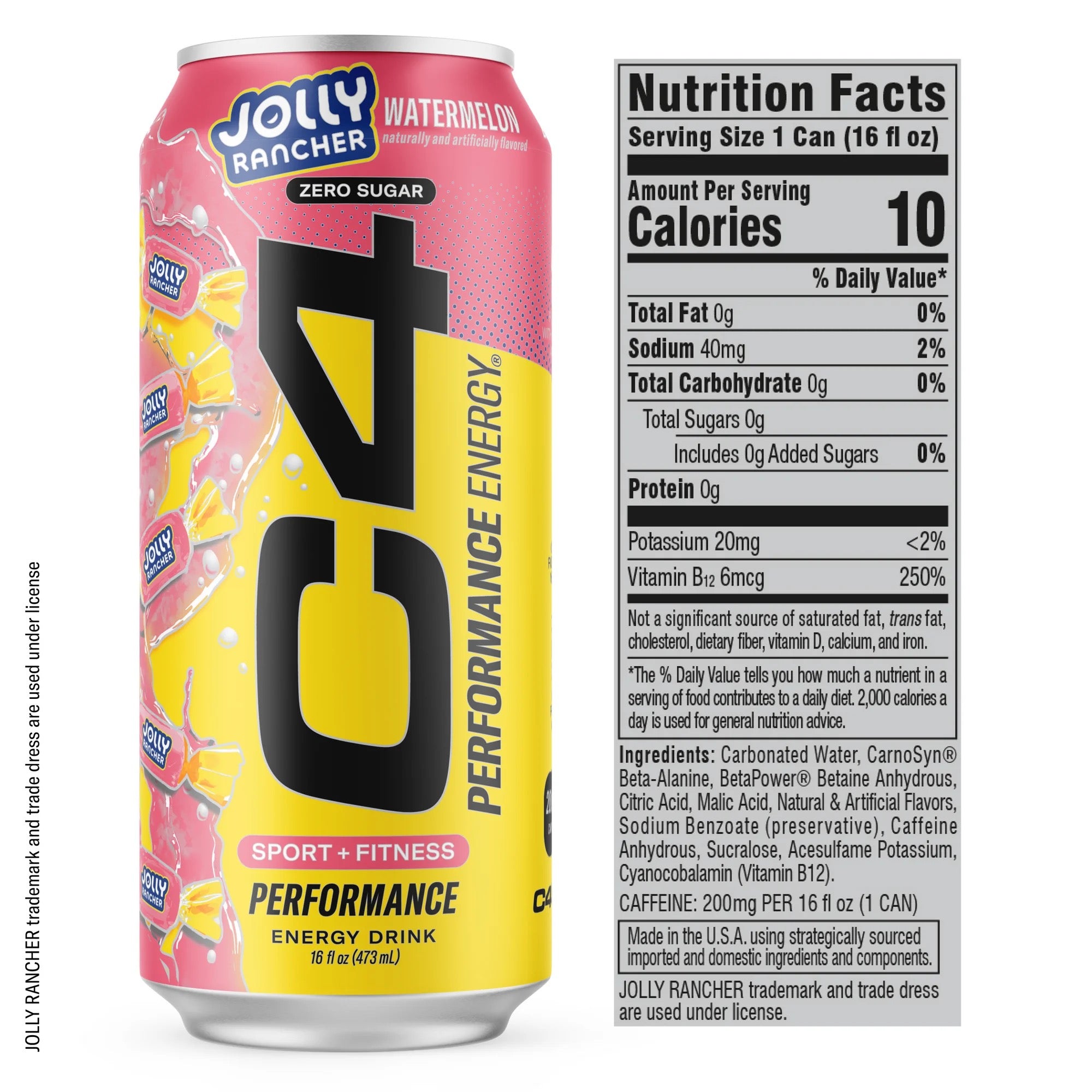 C4 Performance Energy Drink Jolly Rancher Watermelon 16oz Single Can