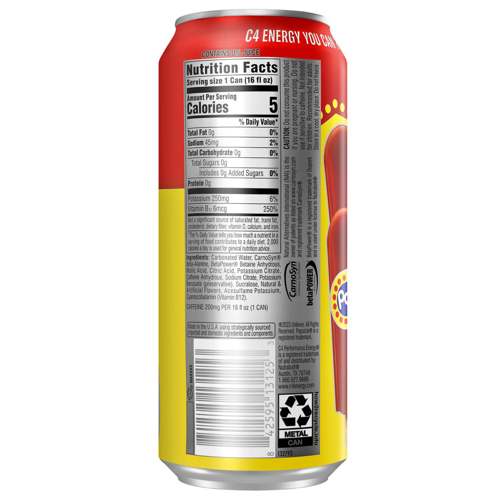 C4 Performance Energy Drink Cherry Popsicle 16 oz Single Can