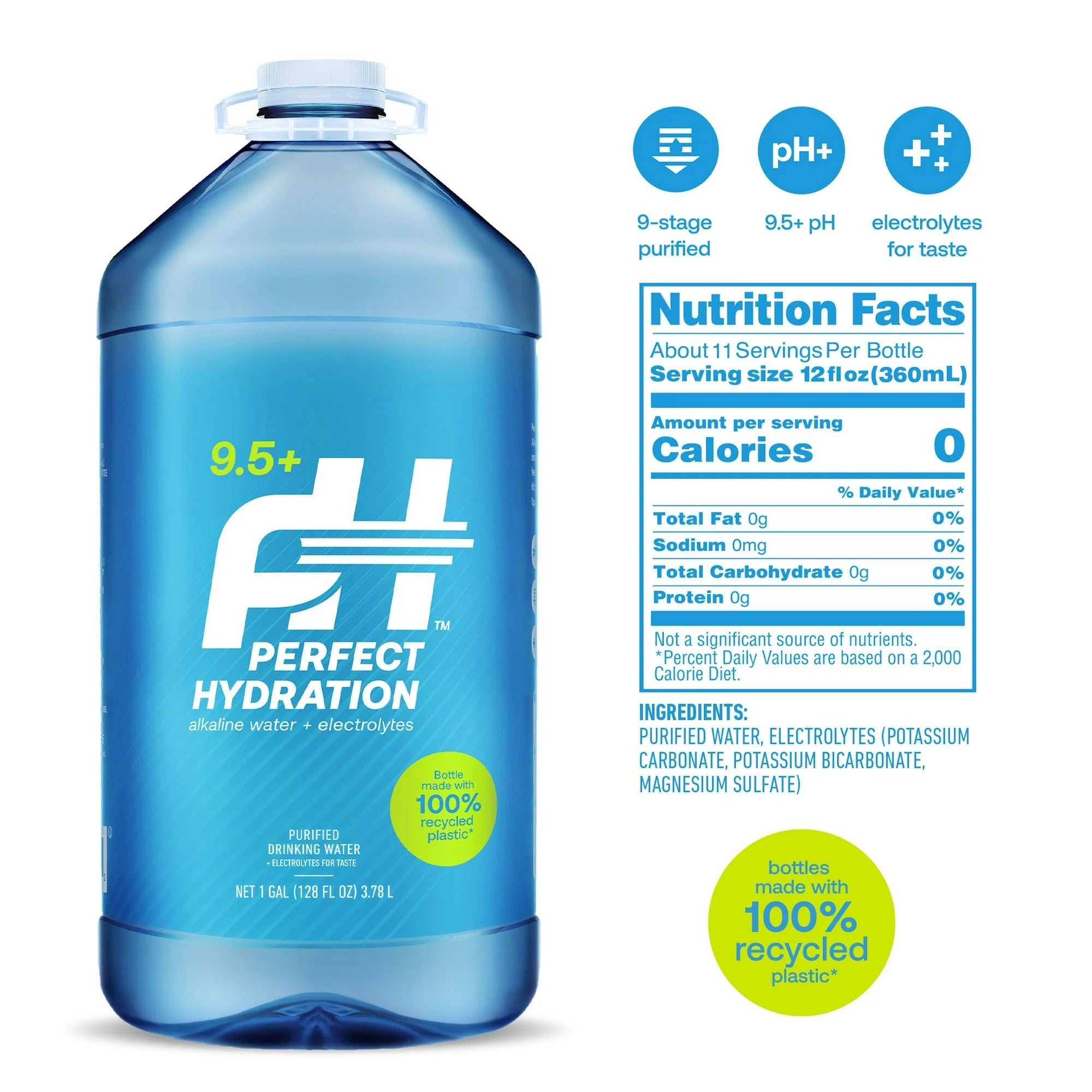 Perfect Hydration 9.5+ pH Alkaline Water 1 Gallon Bottle