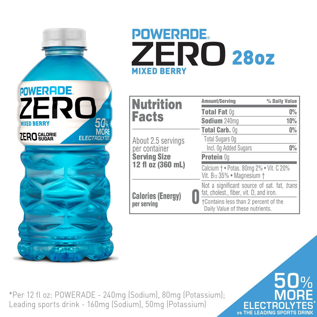 Powerade Zero Sugar Mixed Berry 28 fl oz Bottle