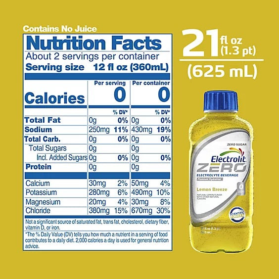 Electrolit Lemon Breeze Zero Sugar 21 fl oz Bottle