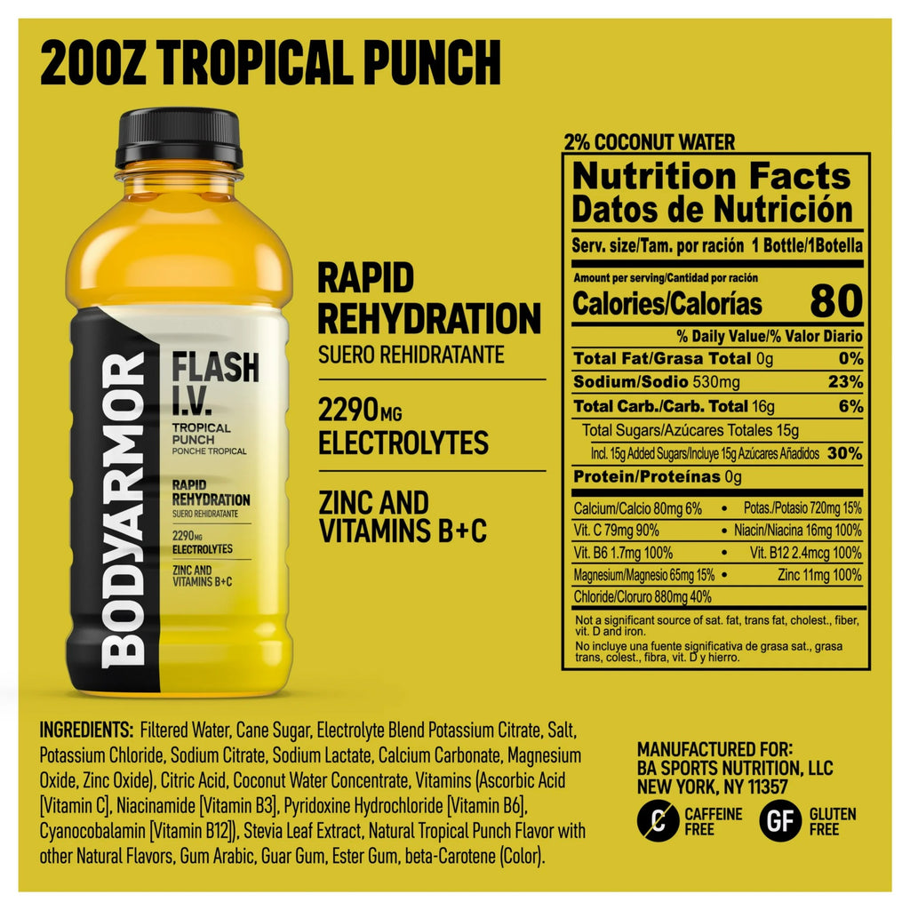 BODYARMOR Flash I.V. Tropical Punch 20 fl oz Bottle