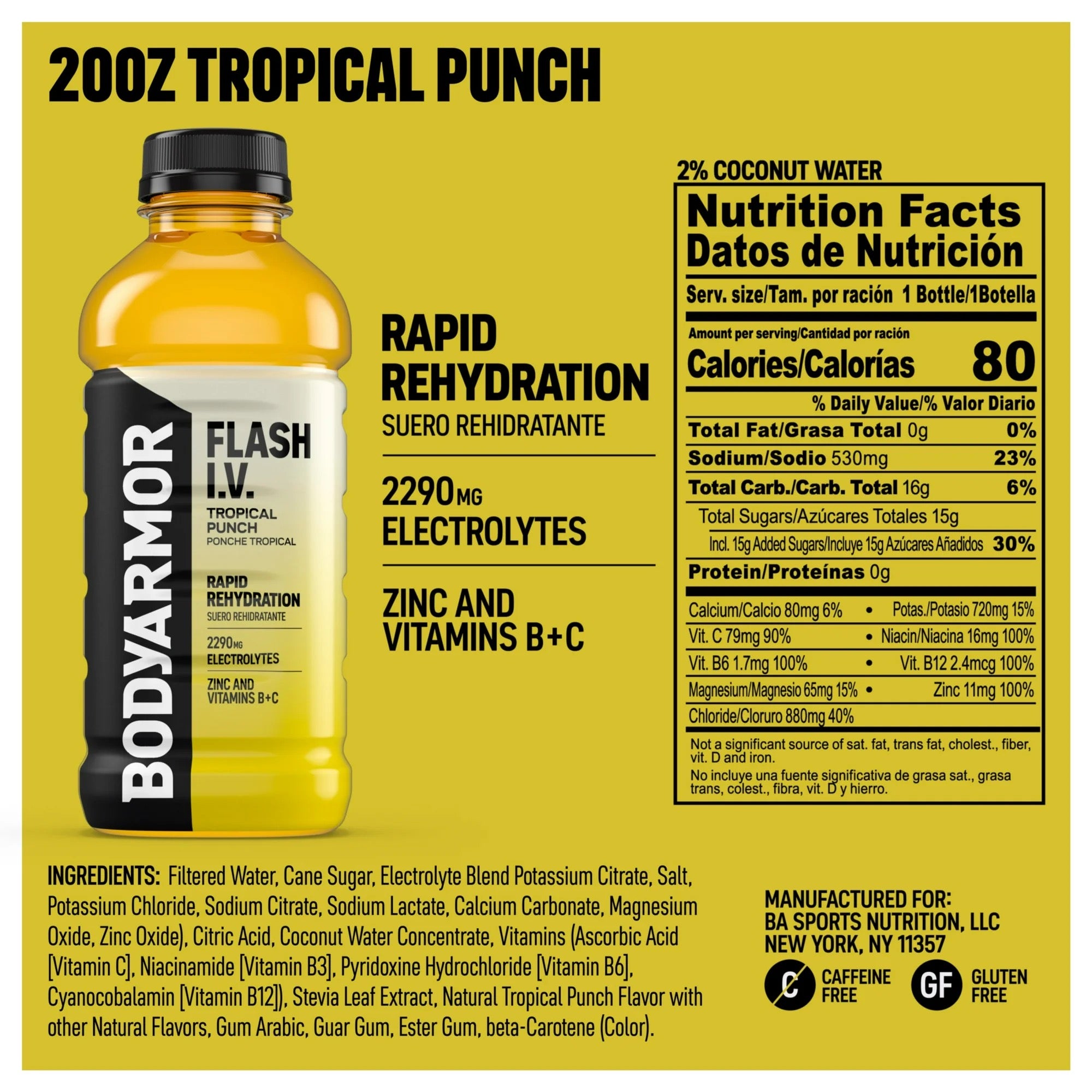 BODYARMOR Flash I.V. Tropical Punch 20 fl oz Bottle