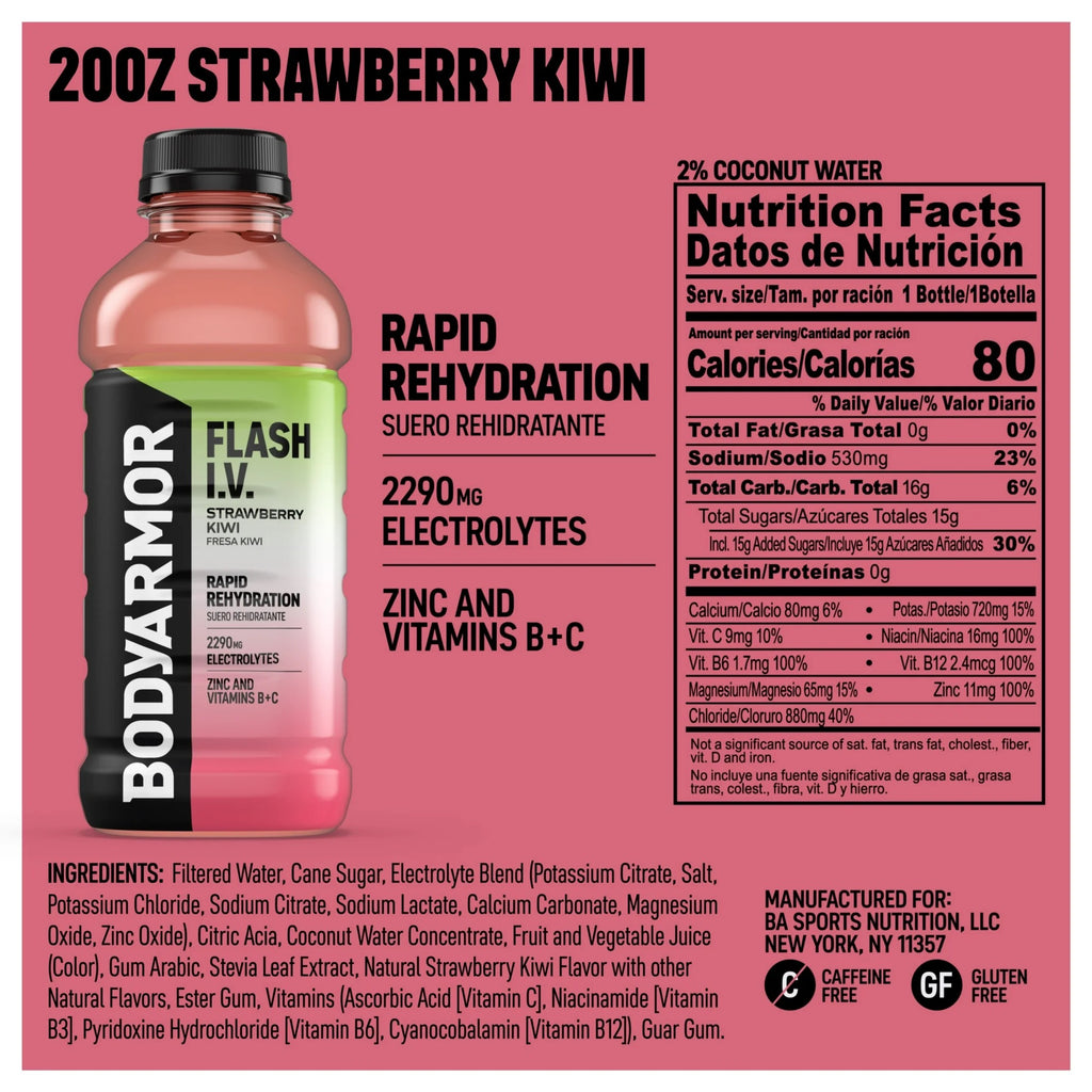 BODYARMOR Flash I.V. Strawberry Kiwi 20 fl oz Bottle