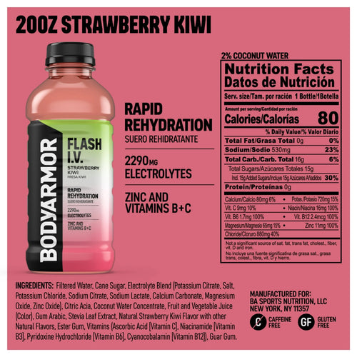 BODYARMOR Flash I.V. Strawberry Kiwi 20 fl oz Bottle