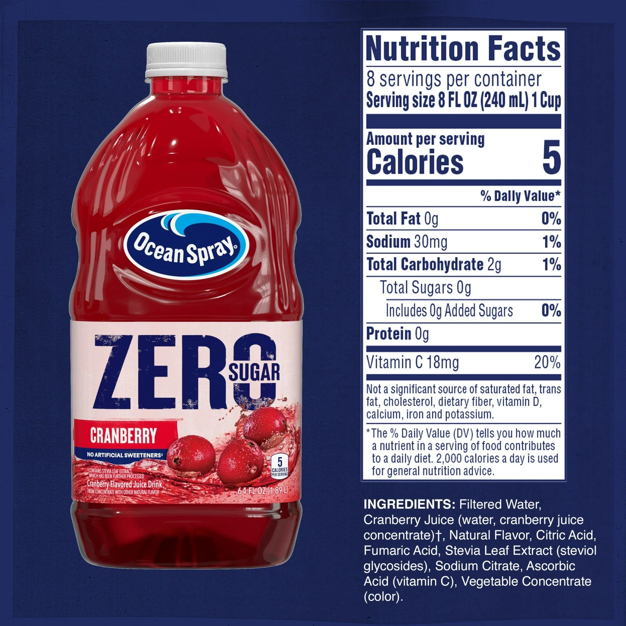 Ocean Spray Zero Sugar Cranberry Juice Drink 64 oz