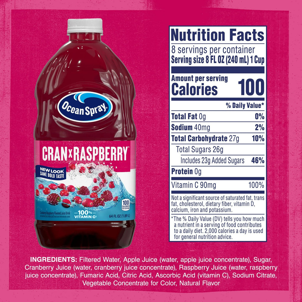 Ocean Spray Cran Raspberry Cranberry Raspberry Juice Drink 64 oz