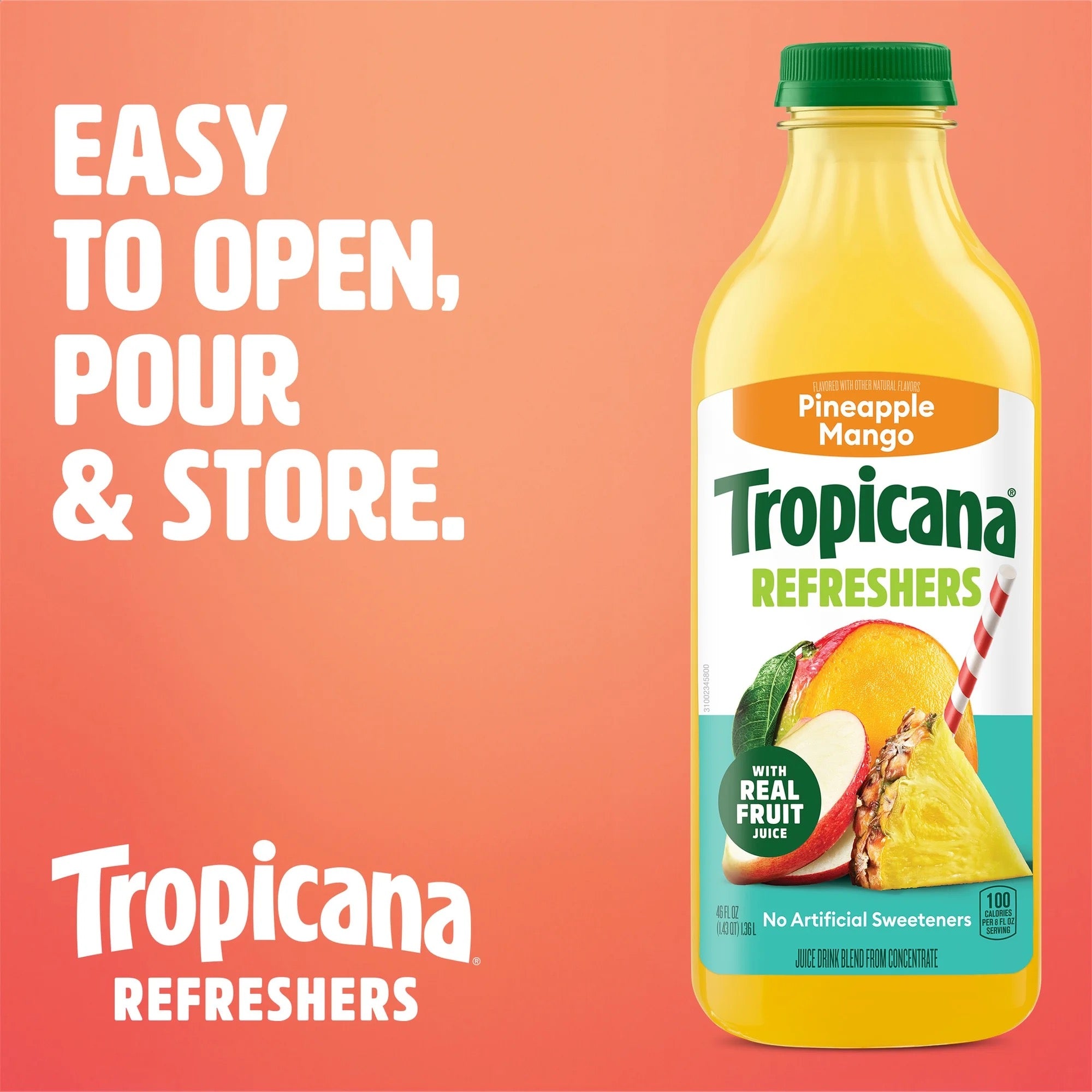 Tropicana Refreshers Pineapple Mango Juice Drink 46 oz