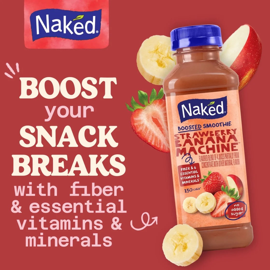 Naked Boosted Smoothie Strawberry Banana Machine 15.2 oz