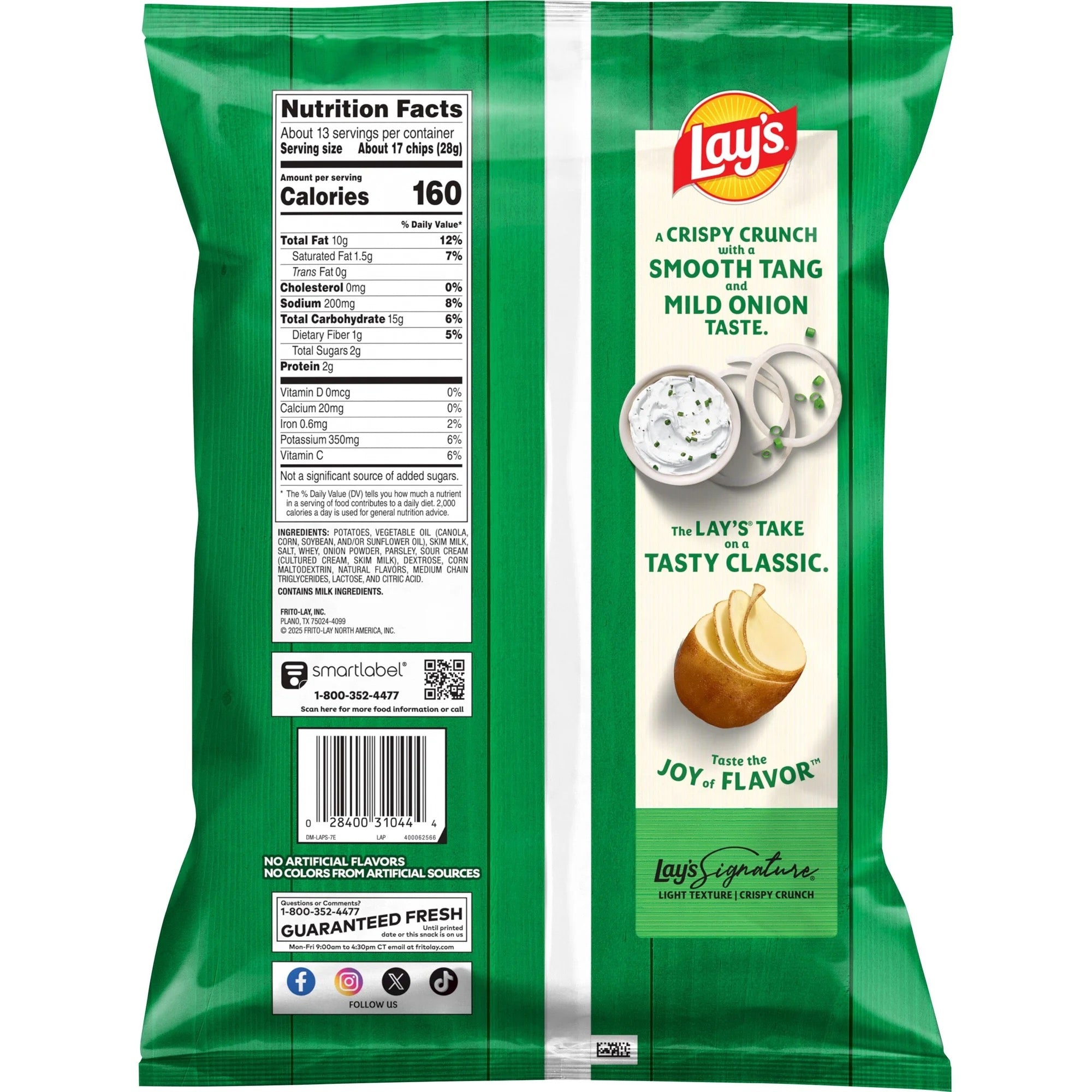 Lay's Sour Cream & Onion Flavored Potato Chips, Party Size, 12.5 oz Bag