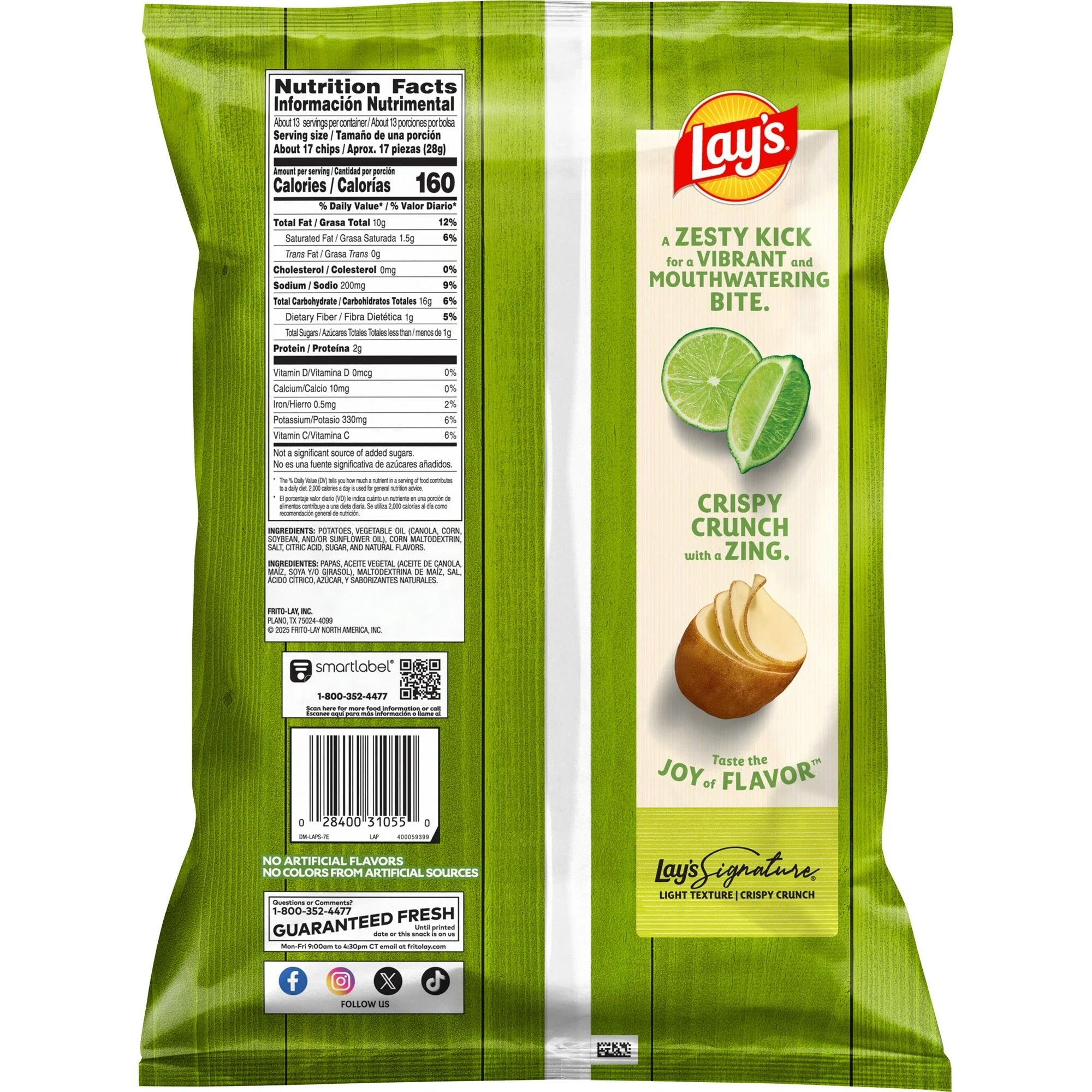 Lay's Limon Flavored Potato Chips, Party Size, 12.5 Ounce Bag