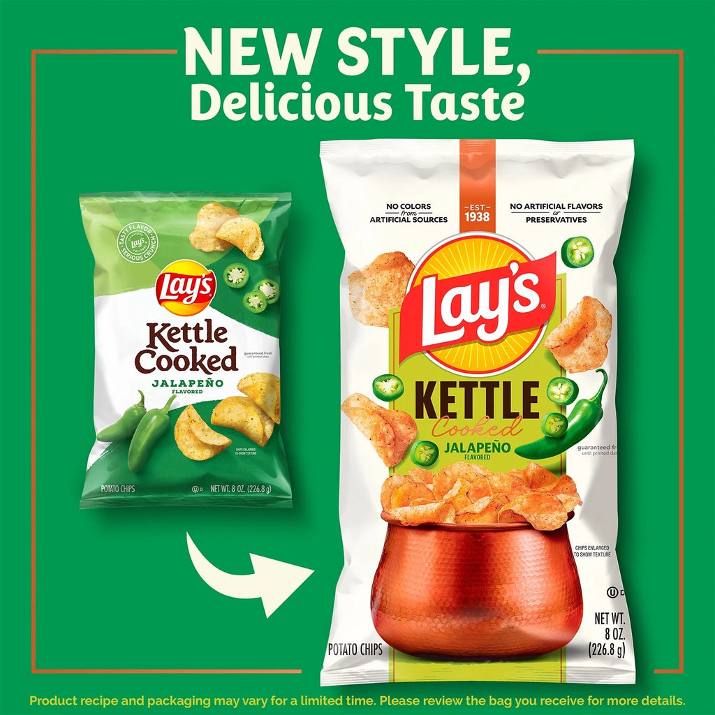 Lay’s Jalapeno Kettle Cooked Potato Chips Party Size Bag, 12.5 oz